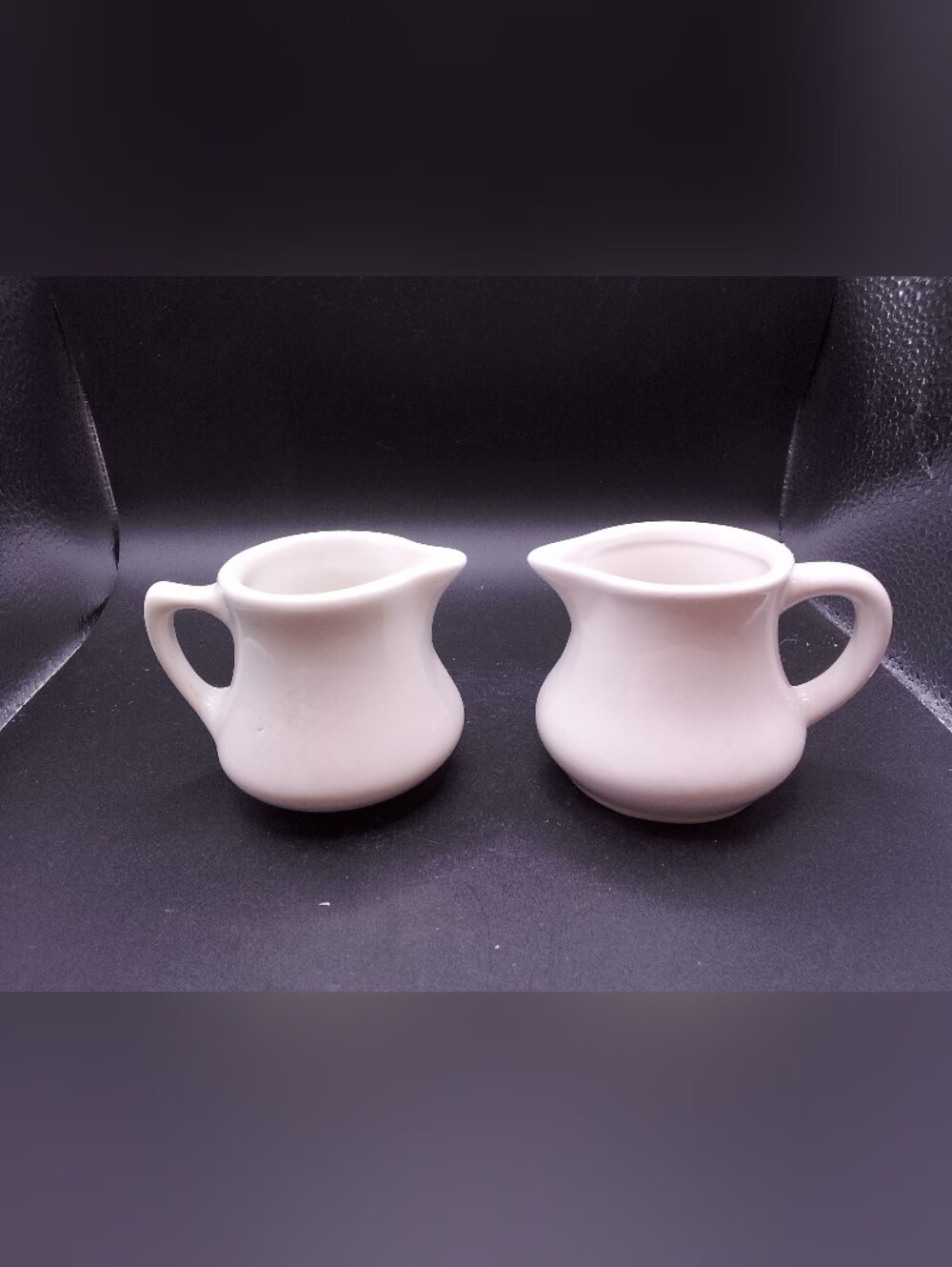 Two White Restaurantware Individual Creamers